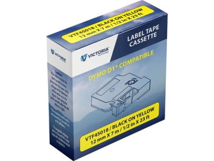 Páska do štítkovača 12 mm x 7 m, VICTORIA TECHNOLOGY, žltá-čierna