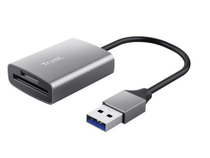 Čítačka kariet, pre SD + MicroSD kartu, USB 3.2 gen1, "TRUST Dalyx", strieborná