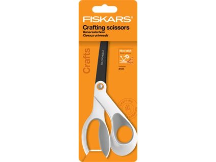 Nožnice, univerzálne, s nepriľnavým povrchom, 21 cm, FISKARS "Titanium", biela