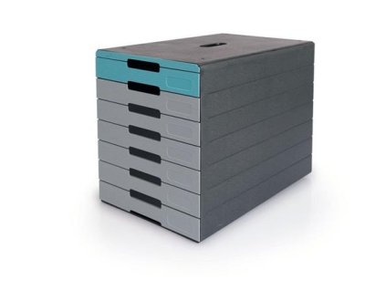 Zásuvkový box, plastový, 7 zásuviek, DURALBE "Idealbox pro 7", modrá