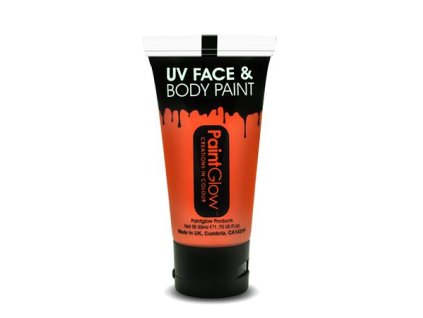 Farba na tvár a telo, fluoreskujúca pod UV svetlom, 50 ml, neónová oranžová