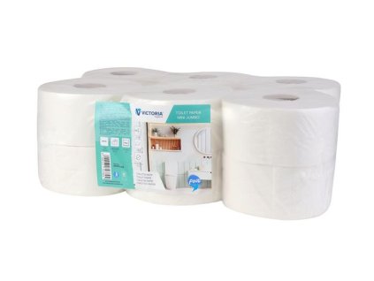 Toaletný papier, 2-vrstvový, priemer 19 cm, VICTORIA HYGIENE "Fine Mini Jumbo", biely
