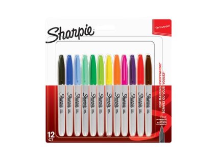Permanentný popisovač, 1 mm, kužeľový hrot, SHARPIE "Fine Point", 12 rôznych farieb