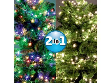 Svetelná reťaz, vonkajšia a vnútorná, 600 microLED, farebná/teplá biela, 9 m, HOME