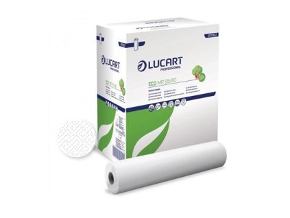 Papier na vyšetrovací stôl, 2 vrstvový, 55 cm x 80 m, 6 roliek, LUCART "Eco MR 55/80", biela