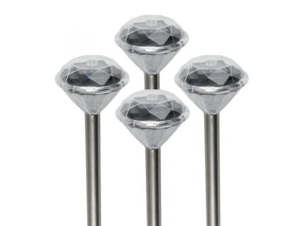 Záhradná lampa, sada, solárna, 4 ks, HOME, chrómová