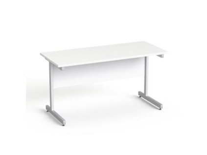 Písací stôl, so sivými kovovými nohami, 140 × 70 cm, MAYAH „Freedom SV-26“, biela