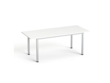 Konferenčný stôl, so sivými kovovými nohami, 80x190 cm, MAYAH "Freedom SV-42", biela
