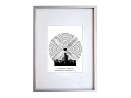 Obrazový rám, 21x29,7 cm, hliníkový rám, "Fotoplus", strieborná