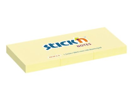 Samolepiaci bloček, 38x51 mm, 3x100 listov, STICK N, pastelová žltá