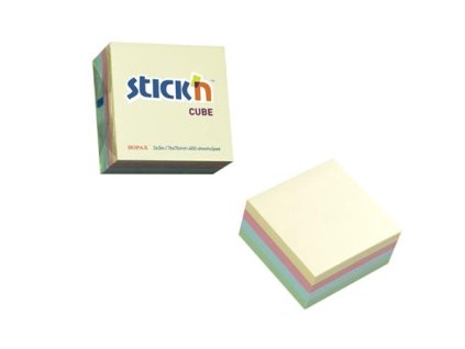 Samolepiaci blok, 76x76mm, 400 listov, STICK N, pastelové dúhové farby