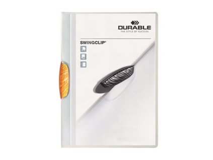 Rýchloviazač, s klipom, A4, DURABLE "Swingclip® 30", oranžová