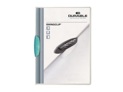 Rýchloviazač, s klipom, A4, DURABLE "Swingclip® 30", svetlomodrá