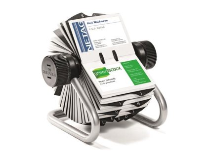 Vizitkár, Vizitkár, kovový, pre 400 vizitiek, otočný, horizontálny, DURABLE "VISIFIX®", strieborná