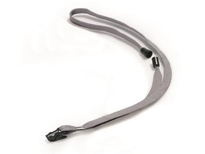 Šnúrka na krk, s klipom, DURABLE, sivá