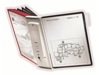 Držiak na prezentačné tabule, nástenný, 10 ks prezentačných tabúľ, DURABLE "SHERPA WALL", červená