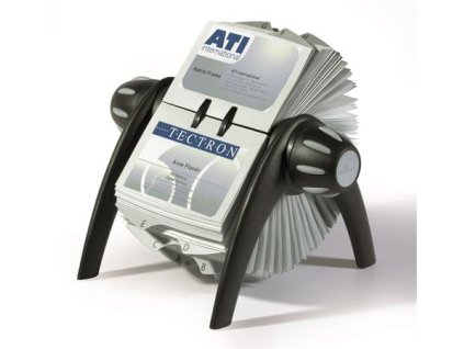 Vizitkár, plastový, pre 400 vizitiek, otočný, horizontálny, DURABLE "VISIFIX®", čierna