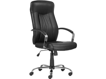 Manažérska stolička, poťah z pravej kože, chrómový kríž na nohách, „Montgomery XXL“, čierna