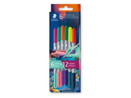 Popisovač, sada, 1/3 mm, obojstranné, vyprateľné, STAEDTLER® "3280", Multiverzum 1, 6 rôznych farieb
