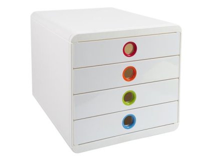 Box na dokumenty, plast, 4 zásuvky, EXACOMPTA "Pop-Box", biely