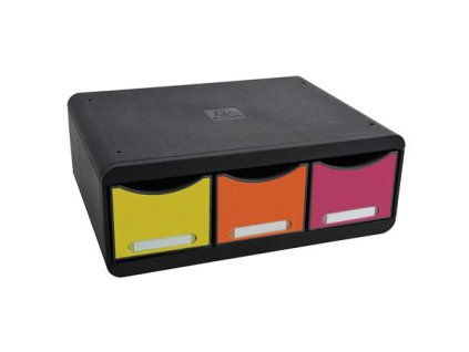 Box na dokumenty, plast, 3 zásuvky, EXACOMPTA "Iderama® "Toolbox", čierny