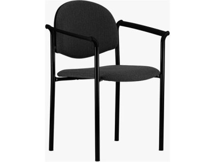 Konferenčná stolička, s látkovým poťahom, čiernym oceľovým rámom a plastovými podrúčkami, model "Laguna", čierna