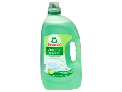 Čistiaci prostriedok na umývanie riadu, náhradná nápň, 5 l, FROSCH, zelený citrón
