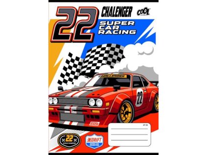 Zošit, A5, štvorčekový, 32 listov, COOL BY VICTORIA "Race cars", "27-32"