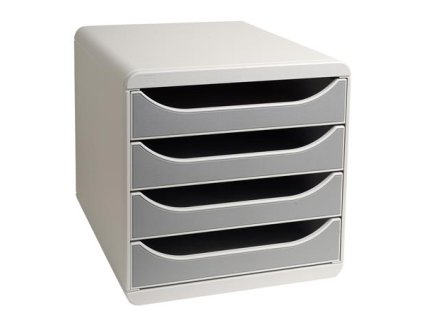 Box na dokumenty, plastový, 4 zásuvky, EXACOMPTA "Big-Box Office", sivý