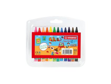 Voskovky, v plastovom obale, STABILO "Yippy-wax", 12 rôznych farieb