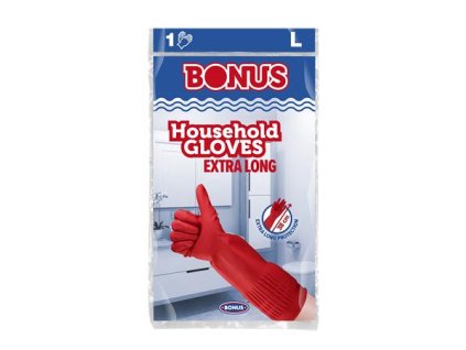 Latexové rukavice, extra dlhé, 38 cm, veľkosť L, BONUS, červené