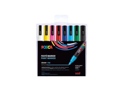 Dekoračný popisovač, sada, 0,9-1,3 mm, UNI "Posca PC-3M", 8 rôznych farieb