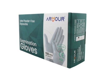Latexové rukavice jednorázové ARMOUR nepúdrované biele S 100ks