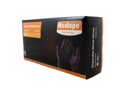 Nitrilové ochranné rukavice čierne MEDISPO grip - M 50ks