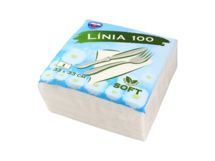 Servítky biele 1vrst. Línia 100  33x33cm