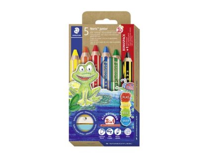 Farebná ceruzka, sada,  s grafitovou ceruzkou, strúhadlom,  STAEDTLER "Noris® junior 140", 5+1 rôznych farieb