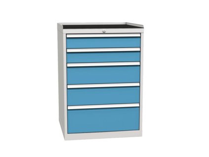 Dielenský kontajner na náradie s 5 zásuvkami a gumeným povrchom, v.103 x š.72 x h.70cm, modrá