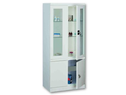 Nemocničná vitrína na lieky, uzamykateľná, v.180 x š.80 x h.43,5cm, RAL9010 biela