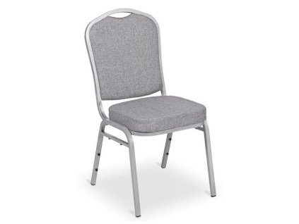 Banketová stolička Silver Smooth, strieborný rám, látka sivá
