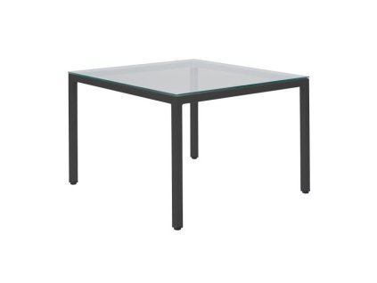 Konferenčný stolík Henry, 75x75x50 cm, sklo číre, nohy čierne
