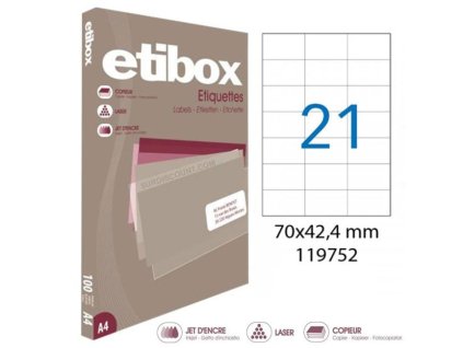 Etikety univerzálne 70x42,4mm Etibox A4 100 hárkov