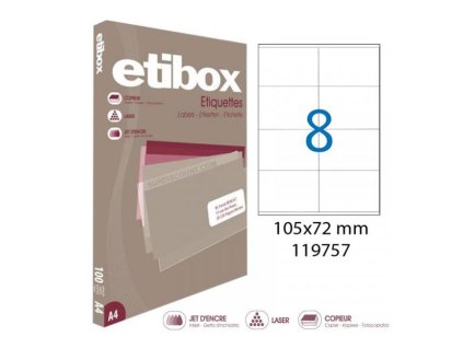 Etikety univerzálne 105x72mm Etibox A4 100 hárkov