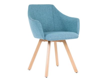 Čalúnené kreslo Wind Wood, drevené nohy, látka VIS021 modrá