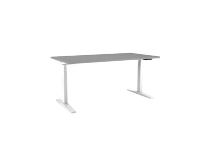 Výškovo nastaviteľný stôl BASIC, 2-motorový, 138x80 cm, podnož biela + doska sivá