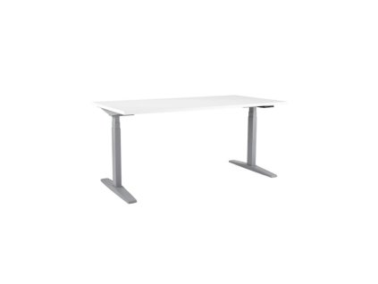 Výškovo nastaviteľný stôl BASIC, 1-motorový, 138x80 cm, podnož sivá + doska biela