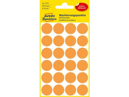 Etikety kruhové 18mm Avery neónovo oranžové