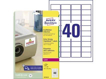 Etikety odolné na špeciálne použitie s trojnásobnou lepivosťou Avery 45,7x25,4mm biele