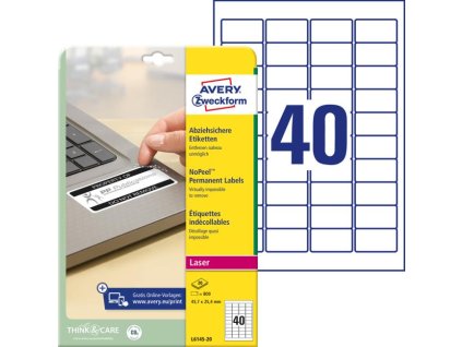 Etikety odolné na špeciálne použitie Avery `okamžite viditeľná manipulácia` 45,7x25,4mm biele