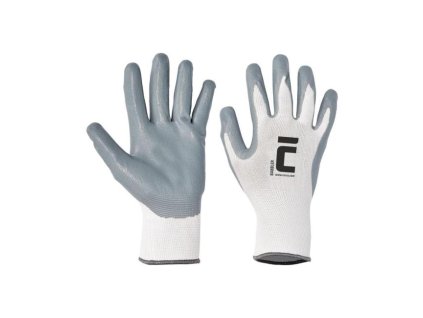 Rukavice nylon/úplet/nitril BABBLER, sivé/biele, veľ. 9/L