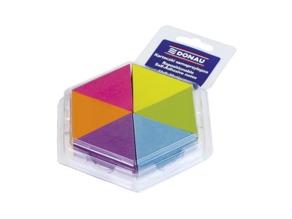 Samolepiaci bloček trojuholník, 6 neonových farieb